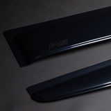 PVS Slim Line weather shield detail showing the PVS logo and slim gloss black profile