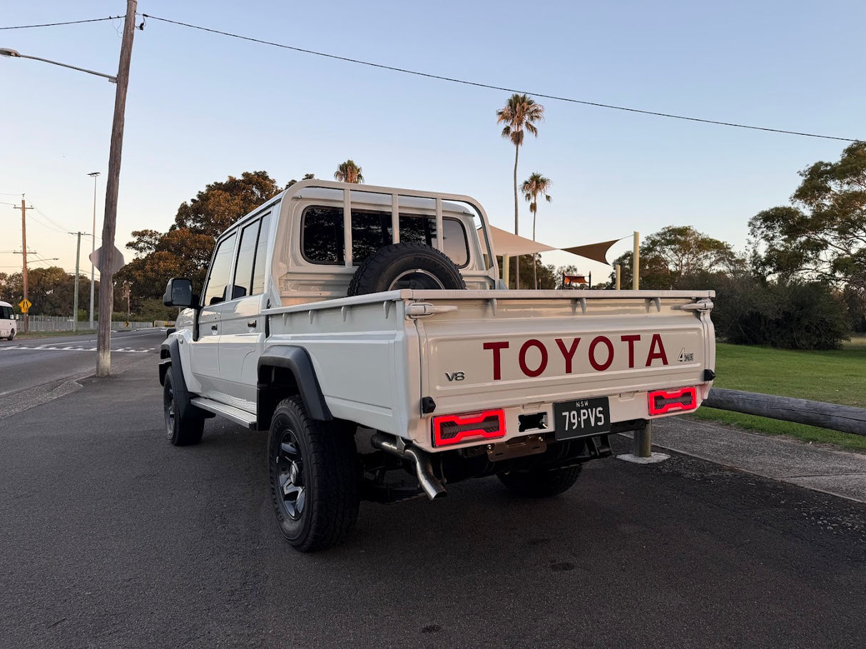 Factory Style Rear Black Fender Flares suitable Toyota LandCruiser 79 Series Dual Cab Ute Tub installed in 70 Series LandCruiser | PVS Automotive