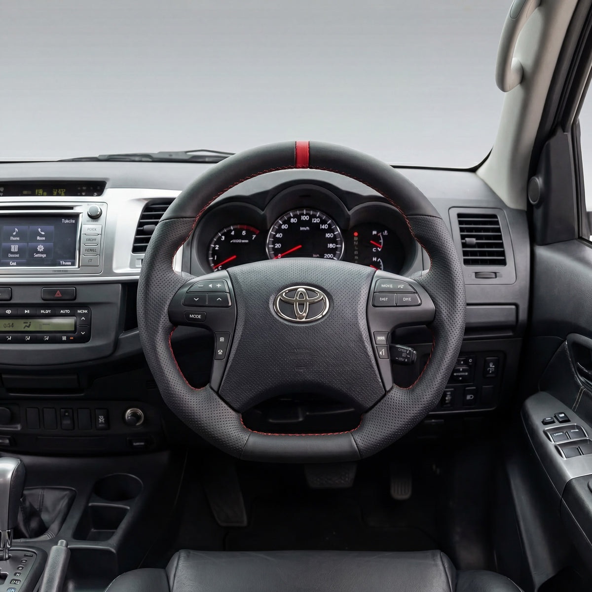 Red Limited Edition Leather with Perforated Sides Steering Wheel to suit Toyota Hilux N70 Facelift (06/2011-04/2015)