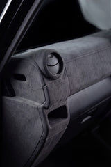 Leather wrapped dashboard detail in a Toyota 76 Series LandCruiser