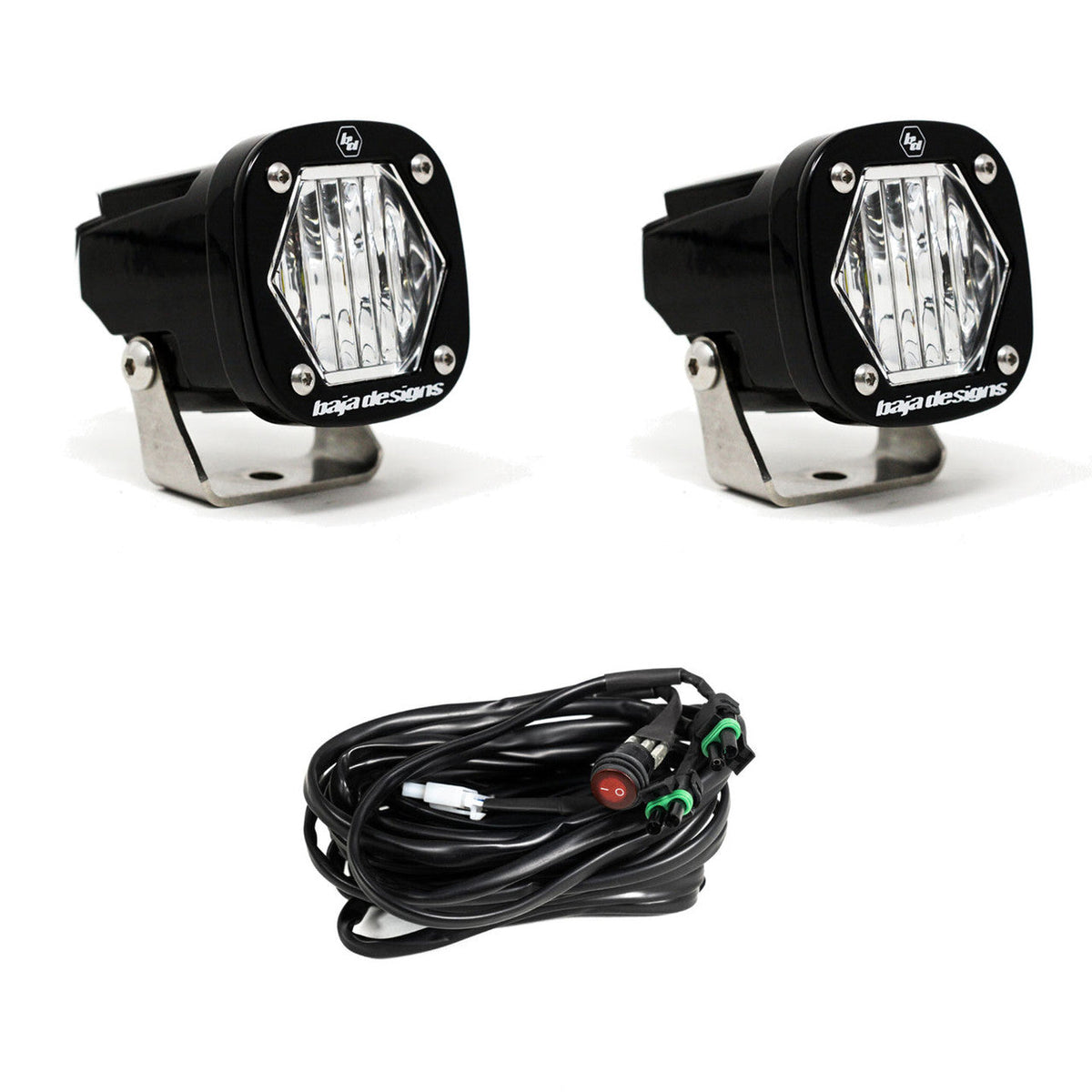 S1 Black LED Auxiliary Light Pod Pair Clear - SPOT