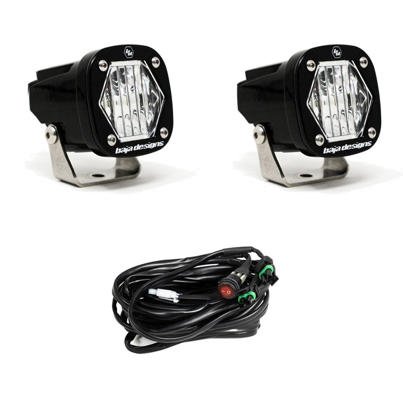 S1 Black LED Auxiliary Light Pod Pair Clear - SPOT