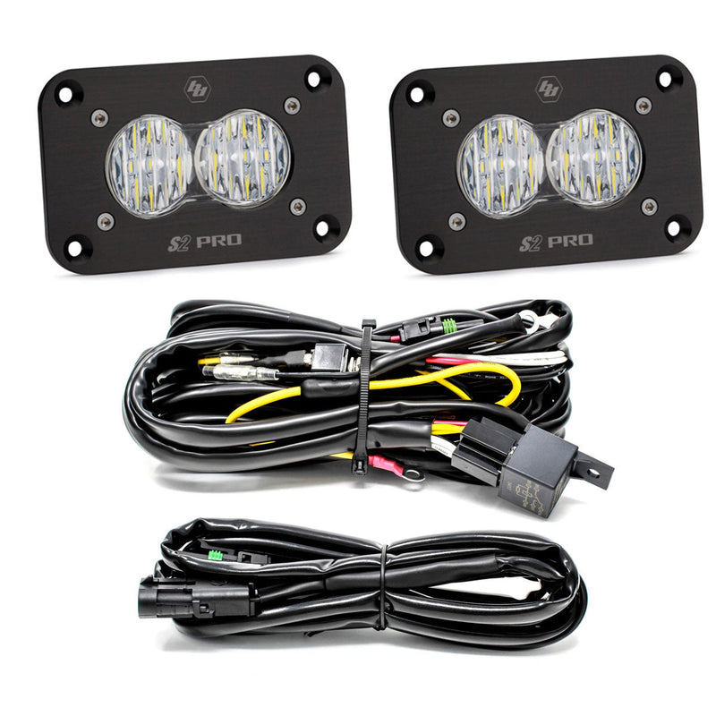 S2 Pro Black Flush Mount LED Light Pod Reverse Kit - Clear - Wide Corner