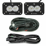 Baja Designs S2 Sport black flush mount LED light pod reverse kit, wide cornering, pair of pods with wiring harnesses