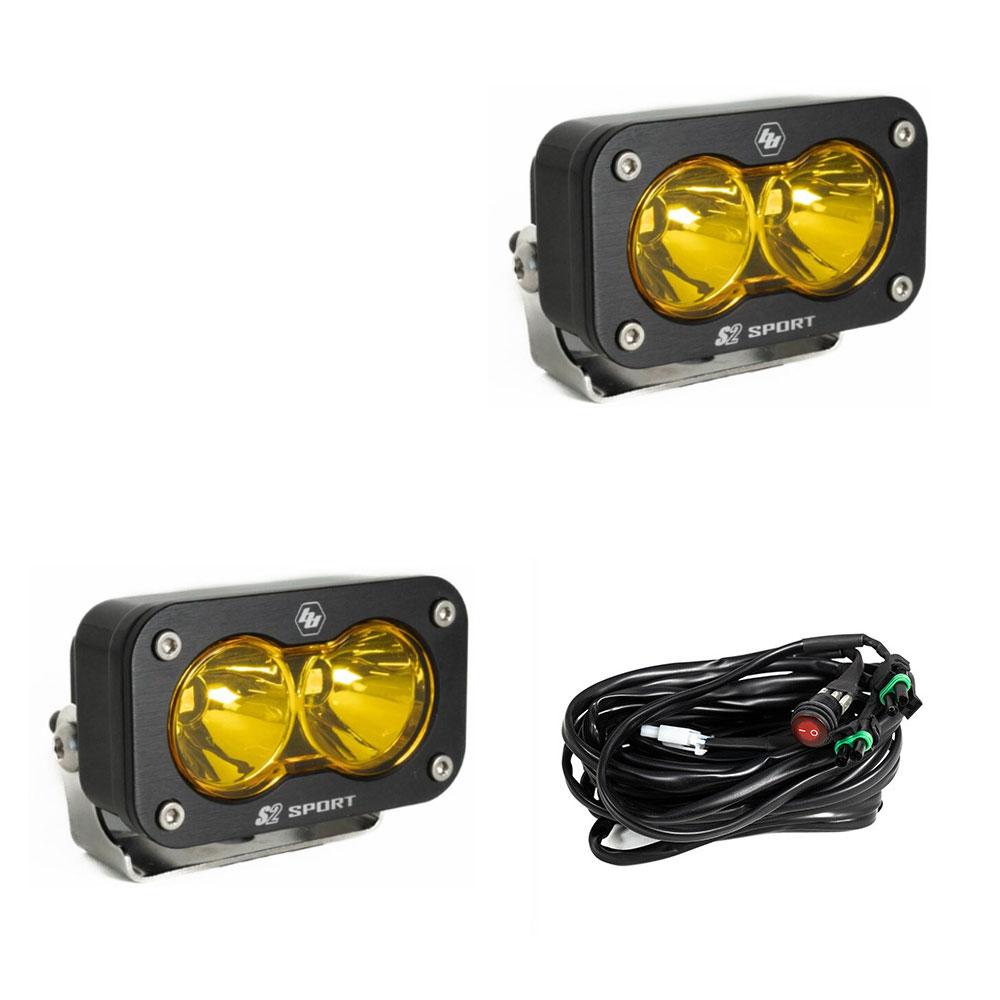 S2 Sport Black LED Auxiliary Light Pod Pair - amber - SPOT