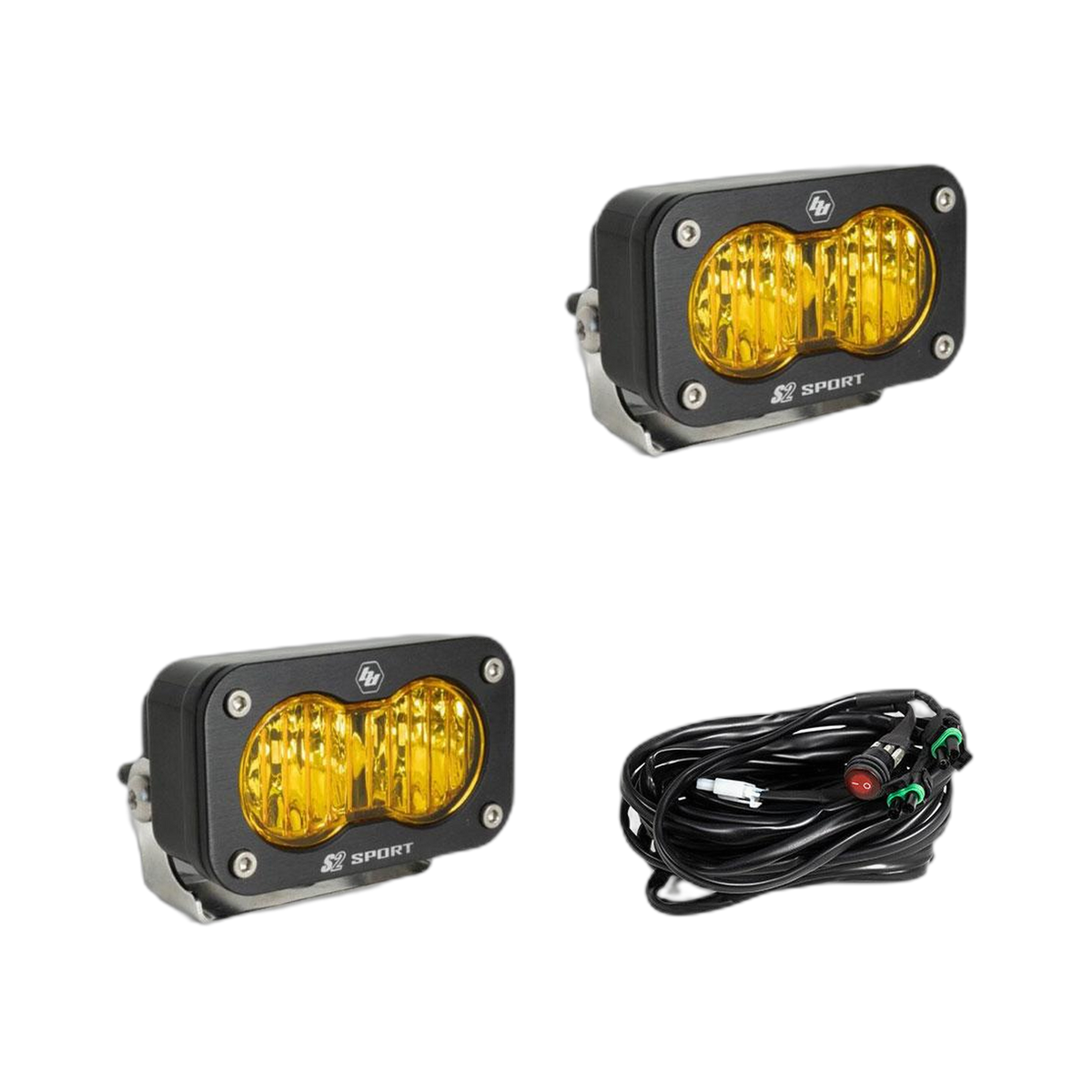 S2 Sport Black LED Auxiliary Light Pod Pair Amber wide corner