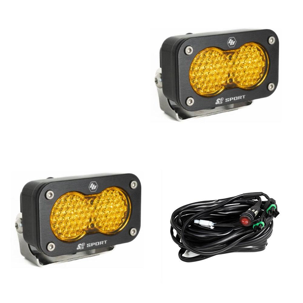 S2 Sport Black LED Auxiliary Light Pod Pair - Amber - Work scene