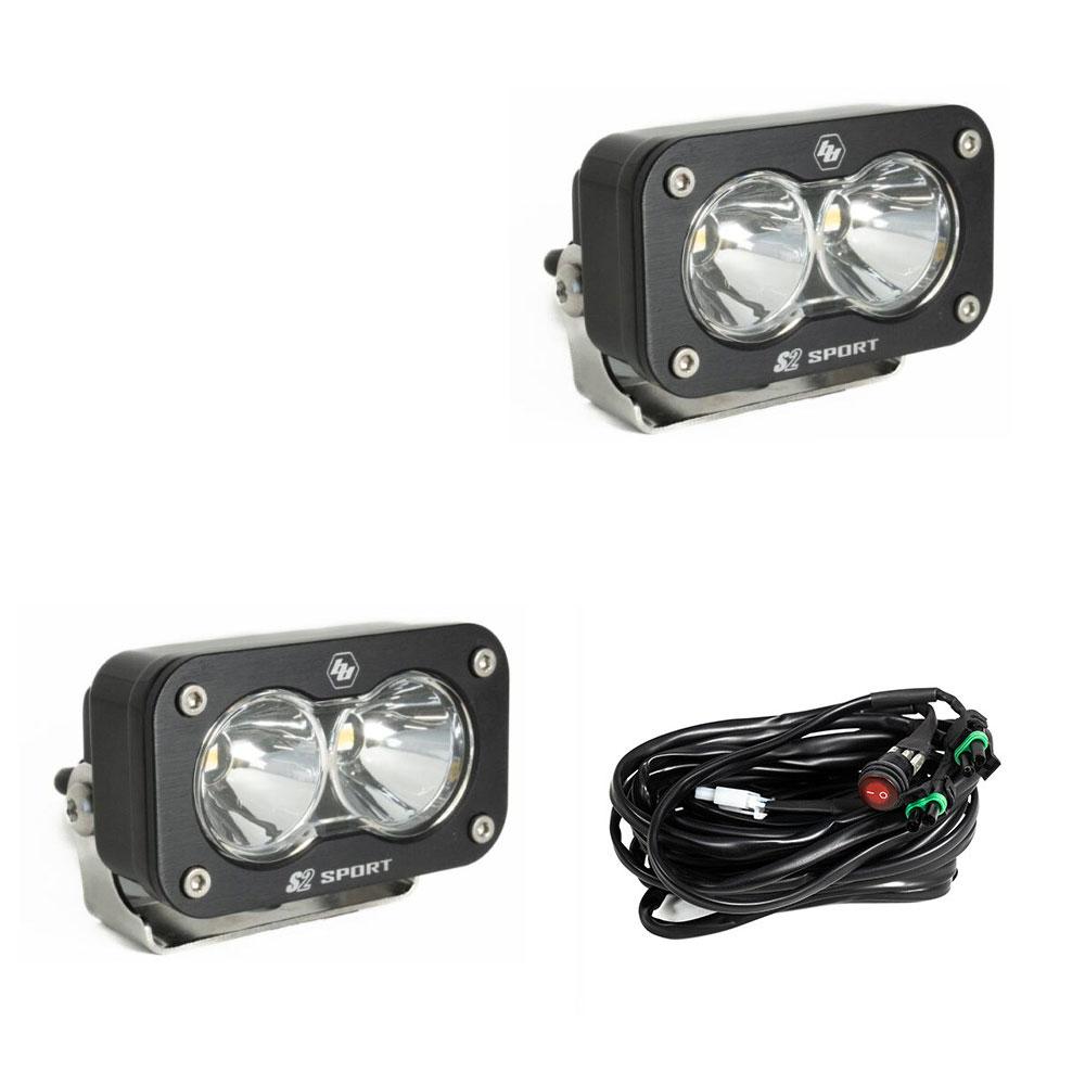 S2 Sport Black LED Auxiliary Light Pod Pair - Clear - SPOT