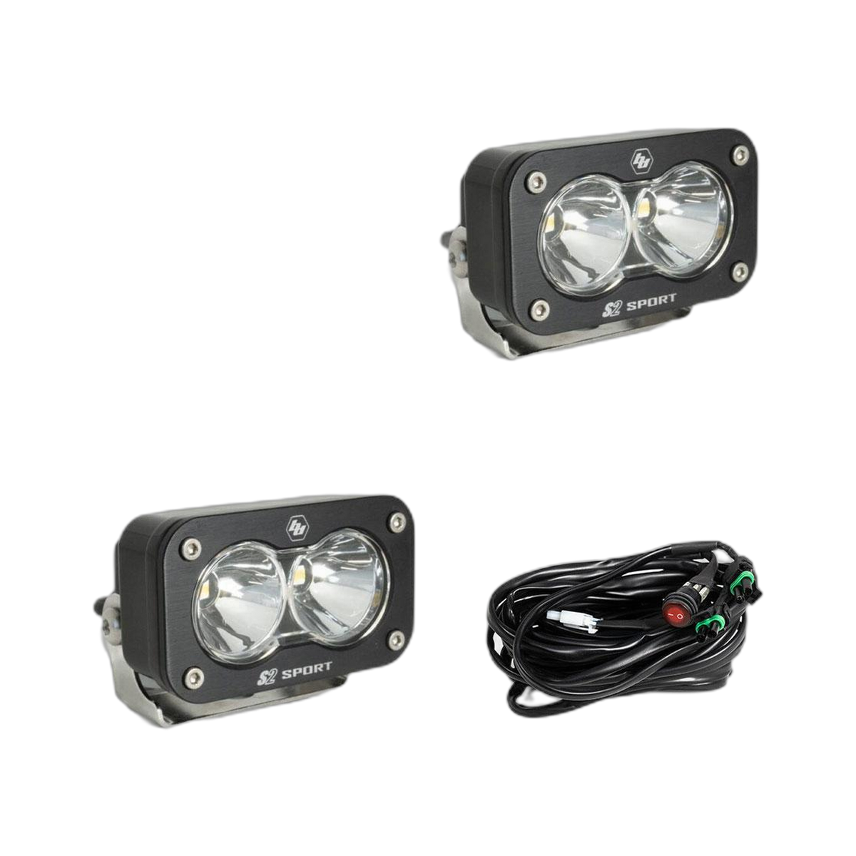 S2 Sport Black LED Auxiliary Light Pod Pair - Clear - SPOT