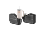 Black rear speaker door pod with a tumbler in the bottle holder