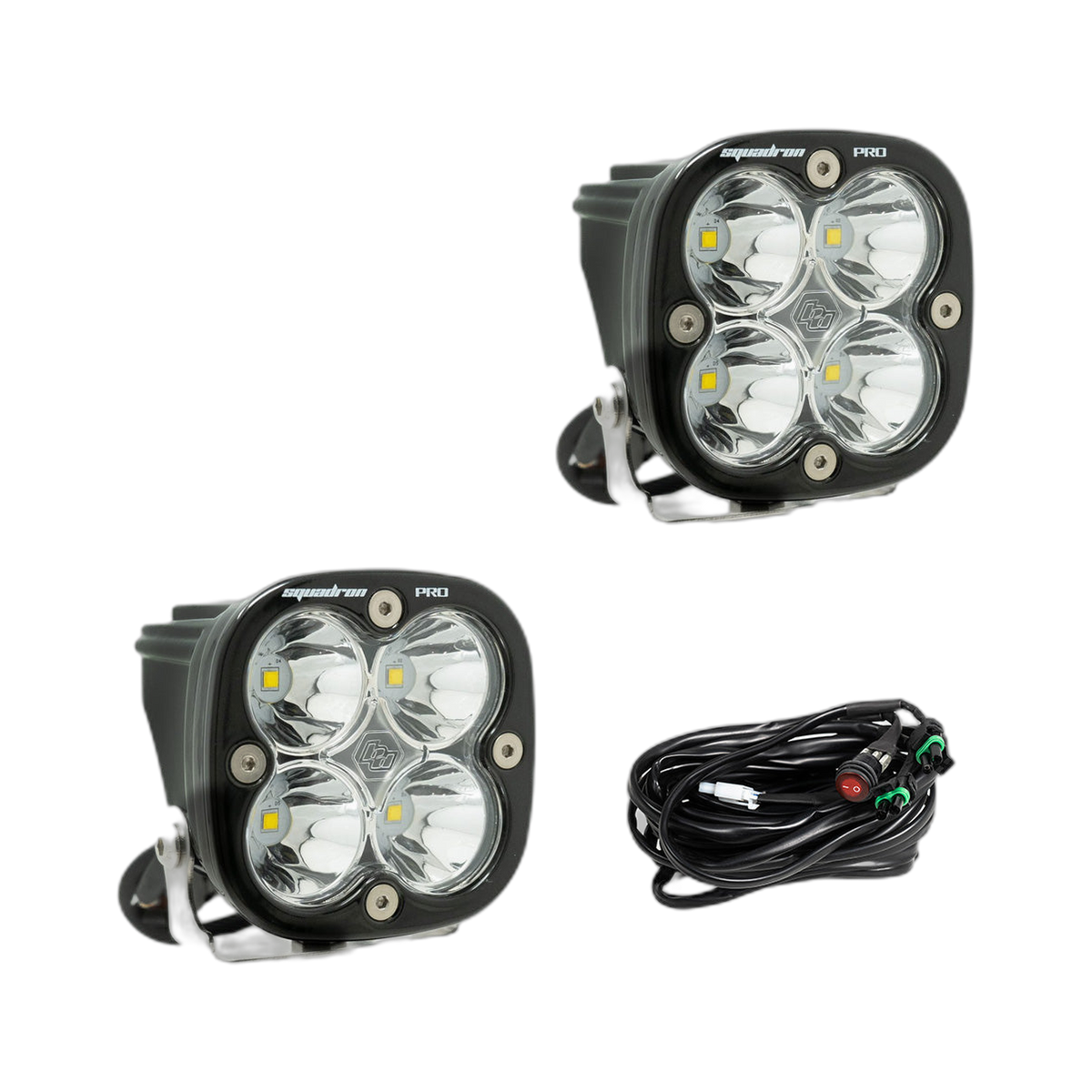 Squadron Pro Black LED Auxiliary Light Pod Pair, Spot Clear