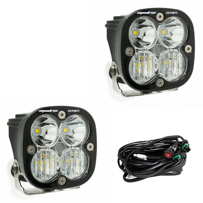 Squadron Sport Black LED Auxiliary Light Pod Pair - Driving/Combo Clear