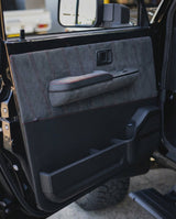 THE GOVNER 79 Series build: custom front door card in black Alcantara with red stitching
