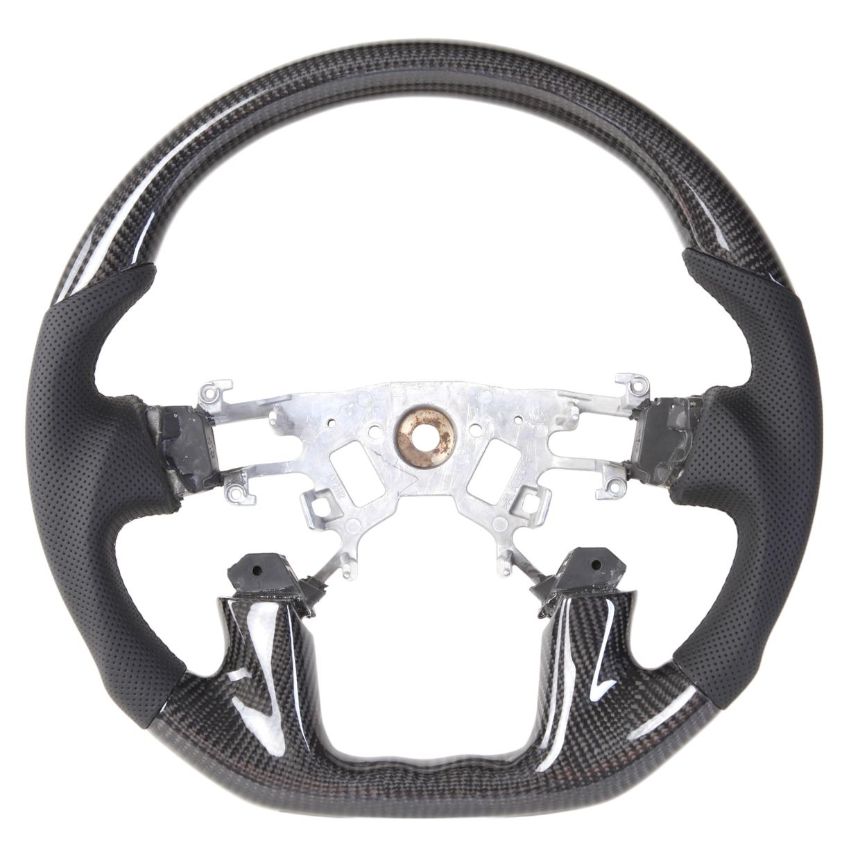 Carbon Black Leather/Perforated Sides Steering Wheel Core to suit Nissan Y62 Patrol QX80 (2013-2017)