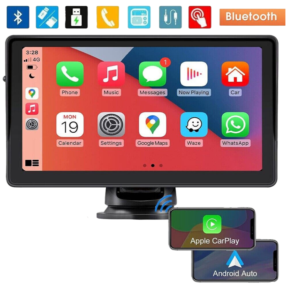 Wireless Apple CarPlay and Android Auto Car Stereo, 7'' IPS Touchscreen Multimedia Player & Bluetooth 5.0 Audio Hands Free Calling, Mirror Link/GPS/Siri/Google/Waze/GPS