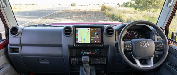 PVS MK4 headunit installed in a Toyota LandCruiser 70 Series running navigation