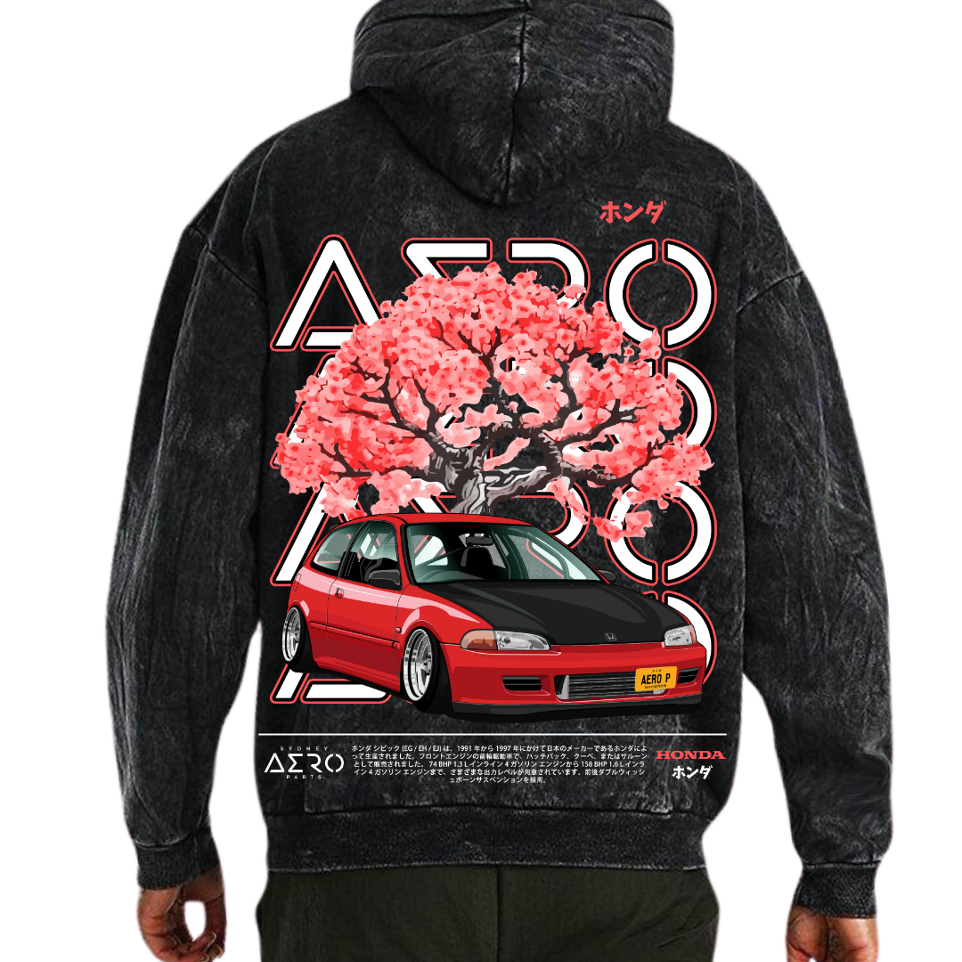 Sydney Aero Honda Civic Washed Black Hoodie