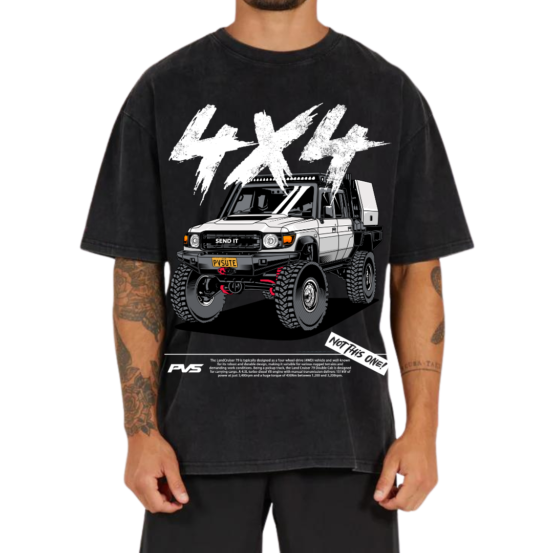 PVS 4x4 Washed Black T-Shirt | PVS Automotive