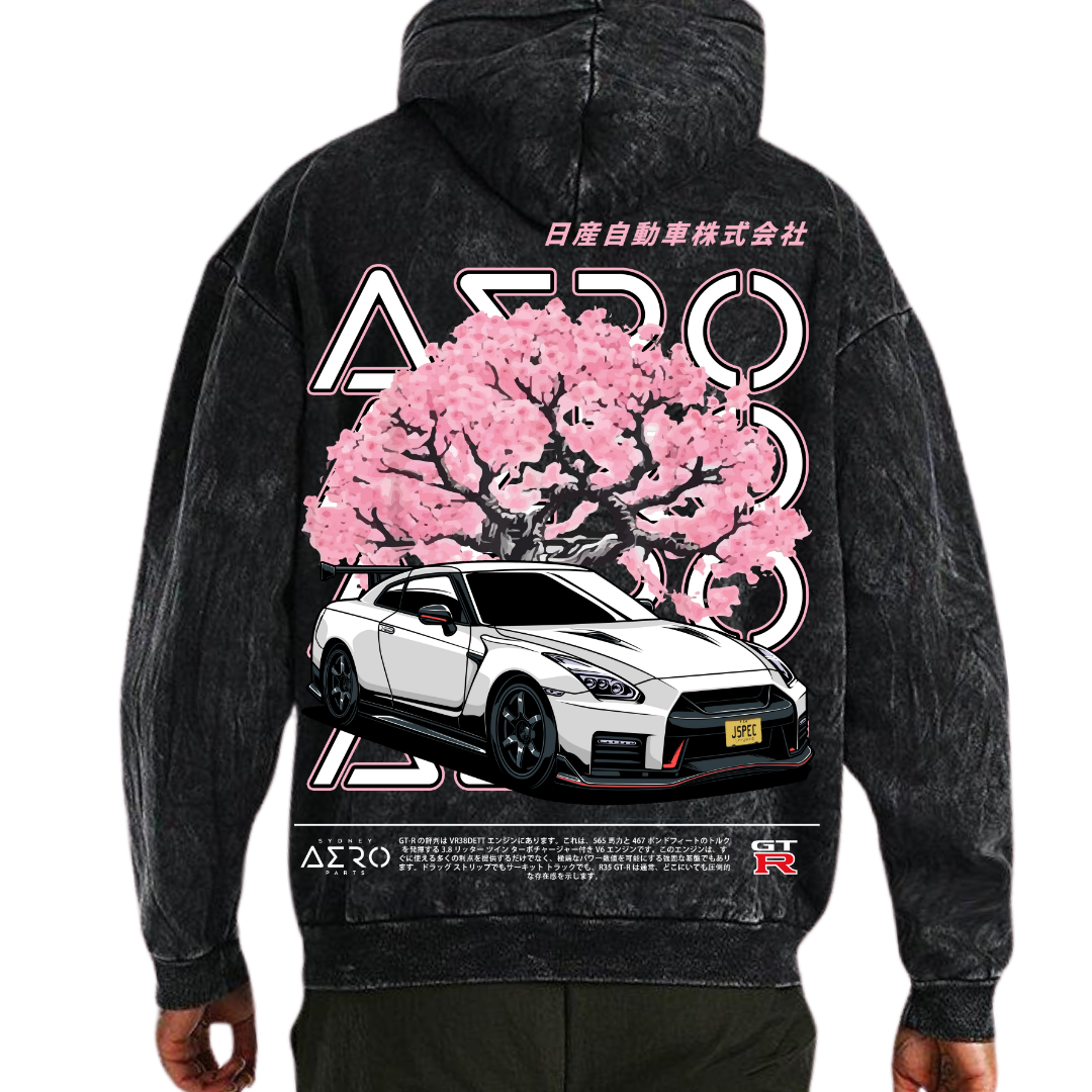 Sydney Aero R35 GTR Washed Black Hoodie