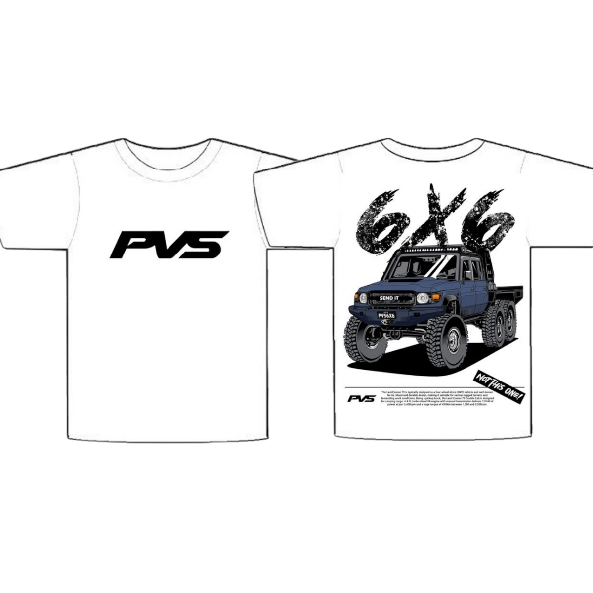 PVS 6x6 White T-Shirt | PVS Automotive