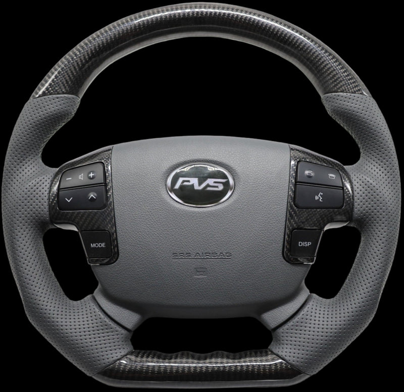 OEM Carbon Grey Leather Steering Wheel with Steering Controls Insert to suit Toyota LandCruiser 70 Series **PRE-ORDER FOR AUGUST**