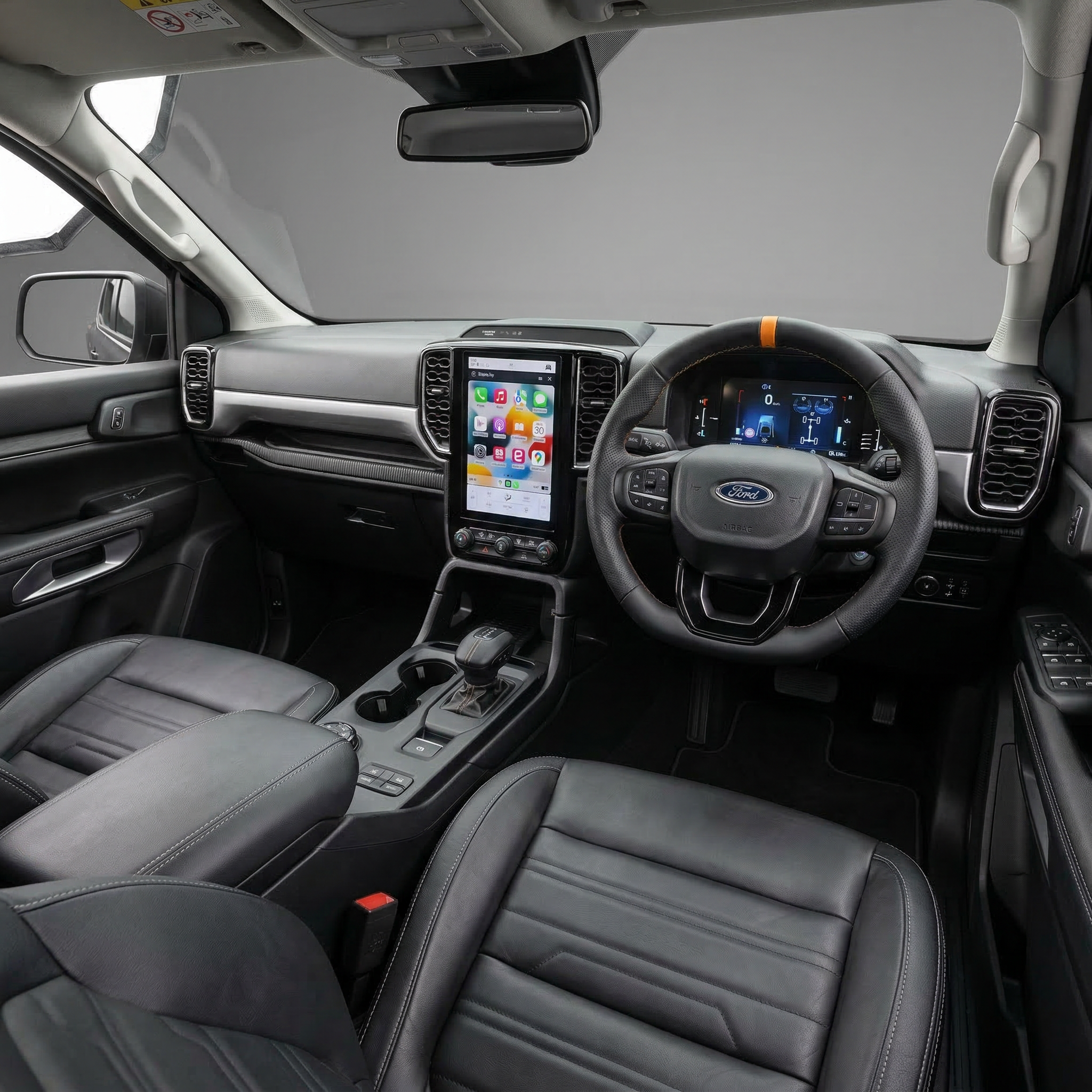 Sports Black Leather With Perforated Sides (Heated) Raptor Style Steering Wheel to suit Ford Ranger PX4 installed in Ranger / Ranger PX4 | PVS Automotive
