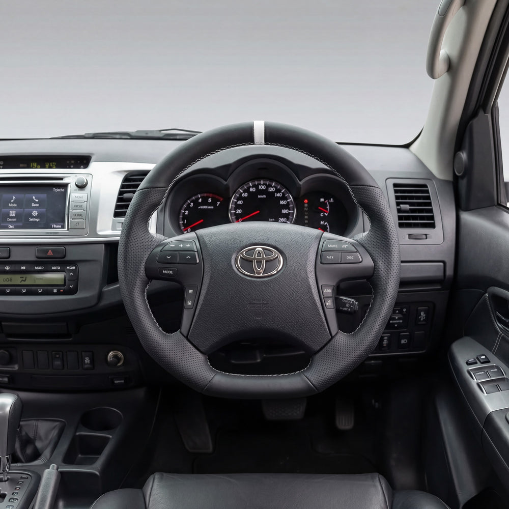 White Limited Edition Leather with Perforated Sides Steering Wheel to suit Toyota Hilux N70 Facelift (06/2011-04/2015)