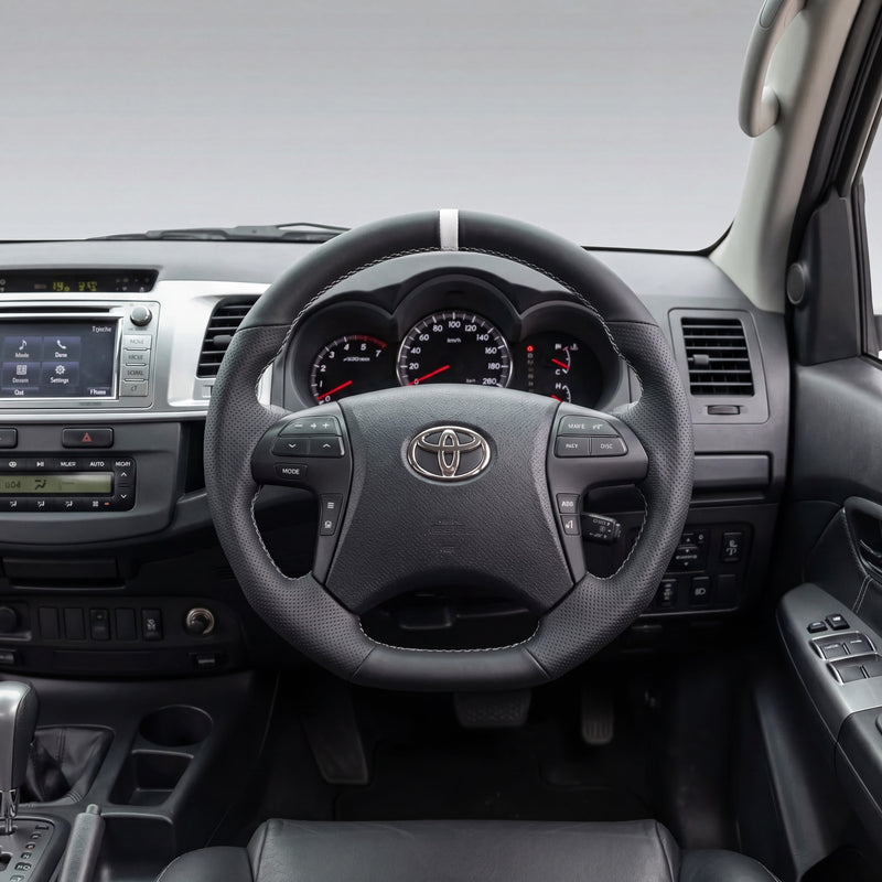 White Limited Edition Leather with Perforated Sides Steering Wheel for Hilux N70 | PVS Automotive