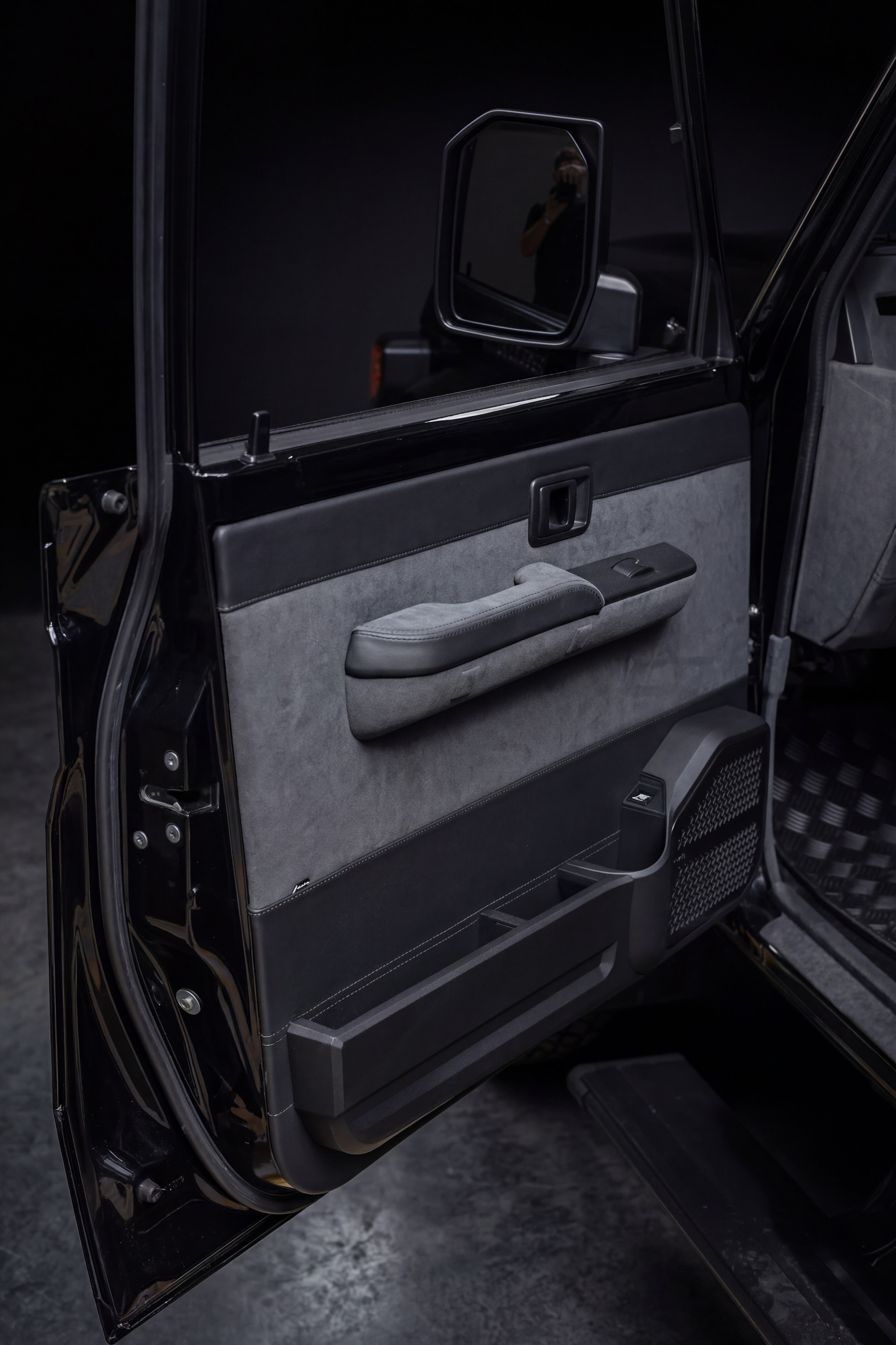 Passenger door close-up with armrest