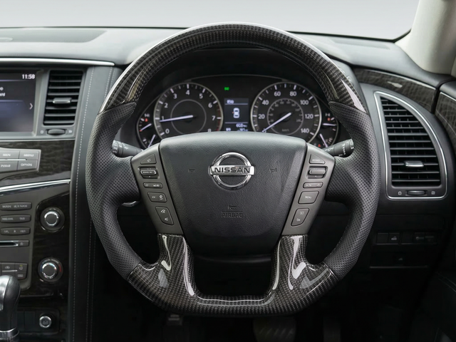 Carbon Black Leather/Perforated Sides Steering Wheel Core to suit Nissan Y62 Patrol QX80 (2013-2017)