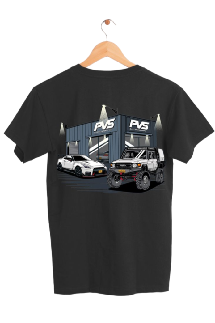 PVS Workshop Black T-Shirt product view | PVS Automotive