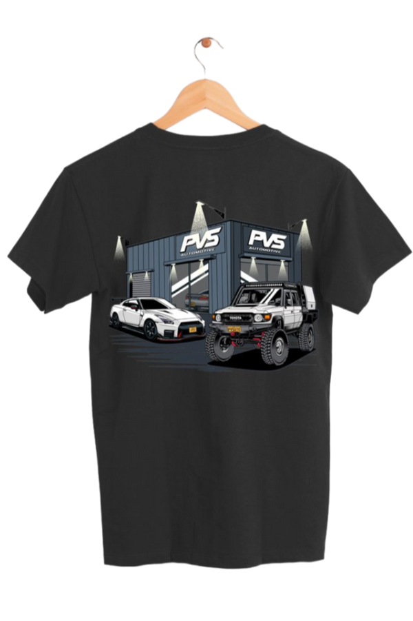 PVS Workshop Black T-Shirt product view | PVS Automotive