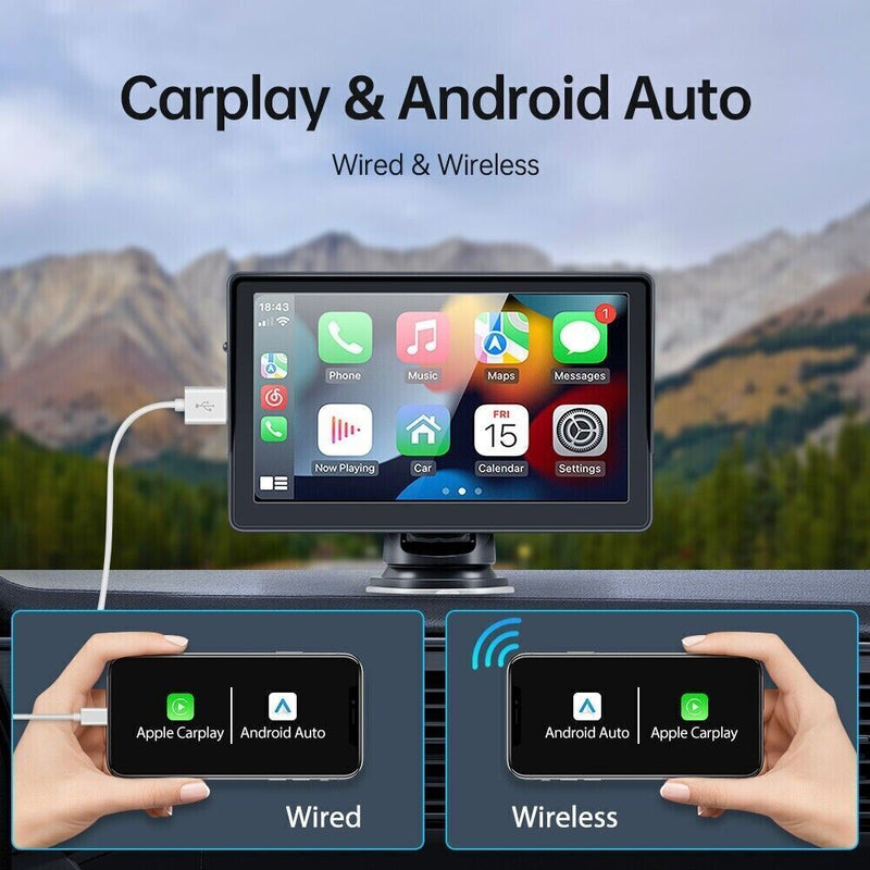 Wireless Apple CarPlay and Android Auto Car Stereo, 7'' IPS Touchscree