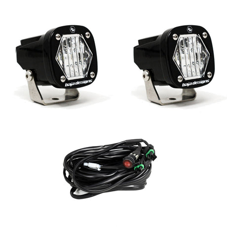S1 Black LED Auxiliary Light Pod Pair Clear - SPOT