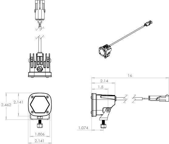 S1 Black LED Auxiliary Light Pod Pair - Universal