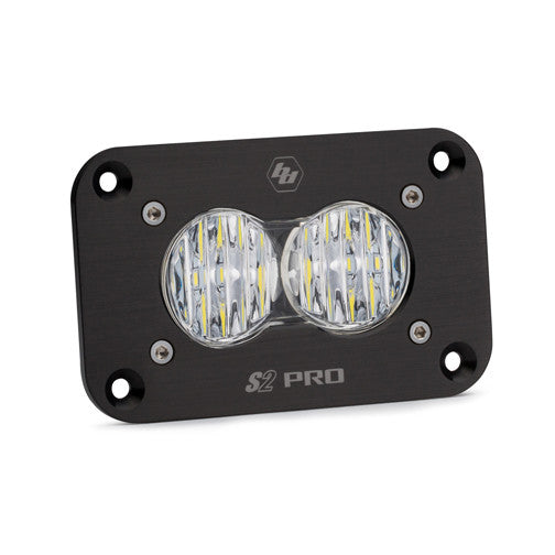 S2 Pro Black Flush Mount LED Auxiliary Light Pod - Clear - Wide corner