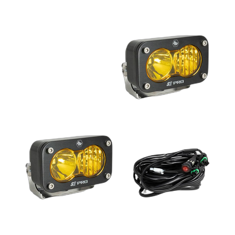 S2 Pro Black LED Auxiliary Light Pod Pair - Amber - Drive Combo