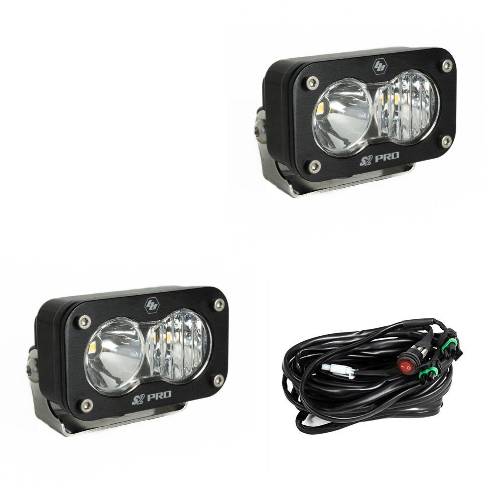 S2 Pro Black LED Auxiliary Light Pod Pair - Clear - Drive Combo