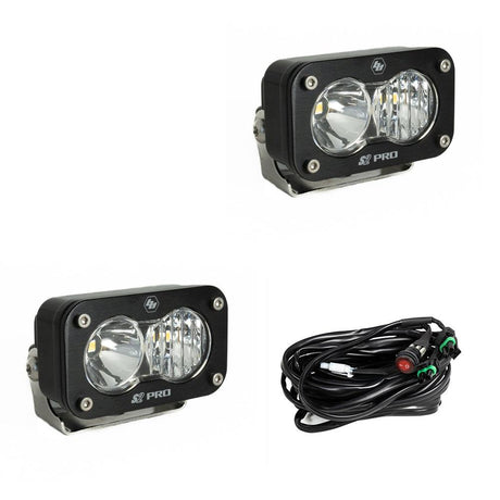 S2 Pro Black LED Auxiliary Light Pod Pair - Clear - Drive Combo