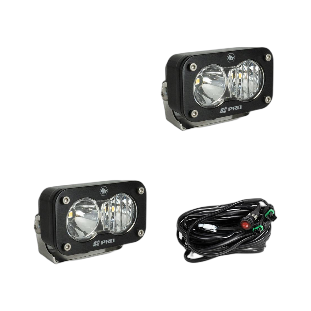 S2 Pro Black LED Auxiliary Light Pod Pair - Clear - Drive Combo