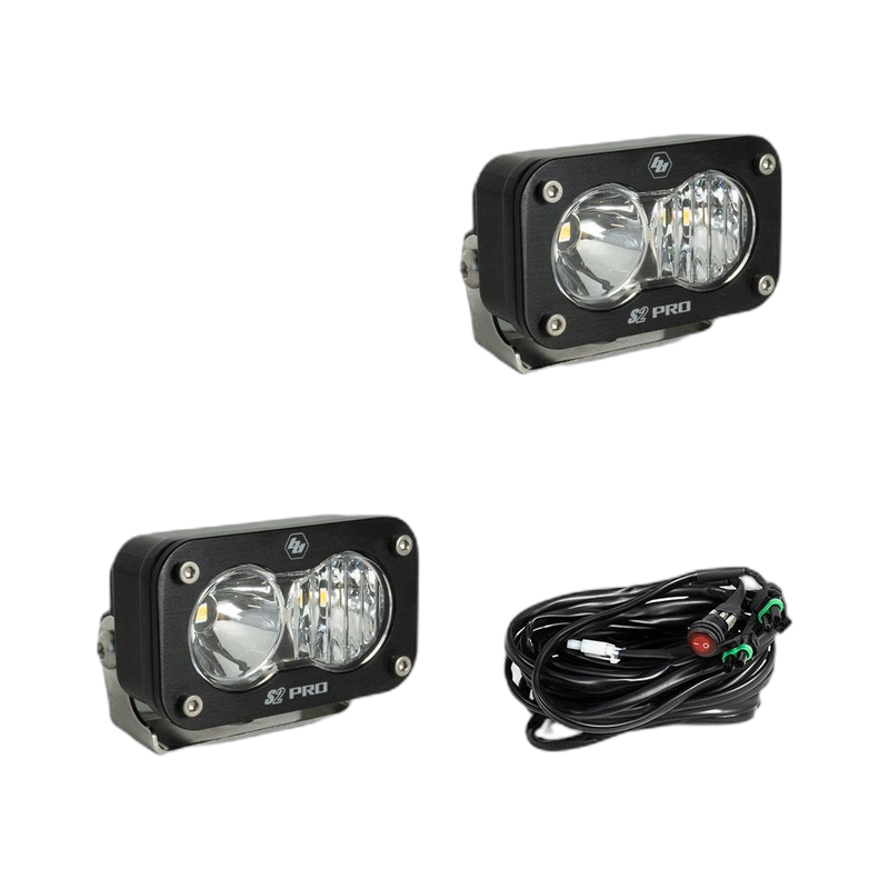 S2 Pro Black LED Auxiliary Light Pod Pair - Clear - Drive Combo