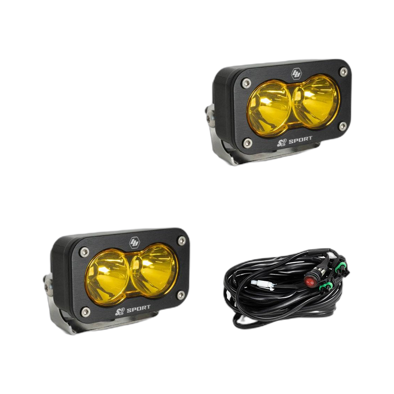 S2 Sport Black LED Auxiliary Light Pod Pair - amber - SPOT