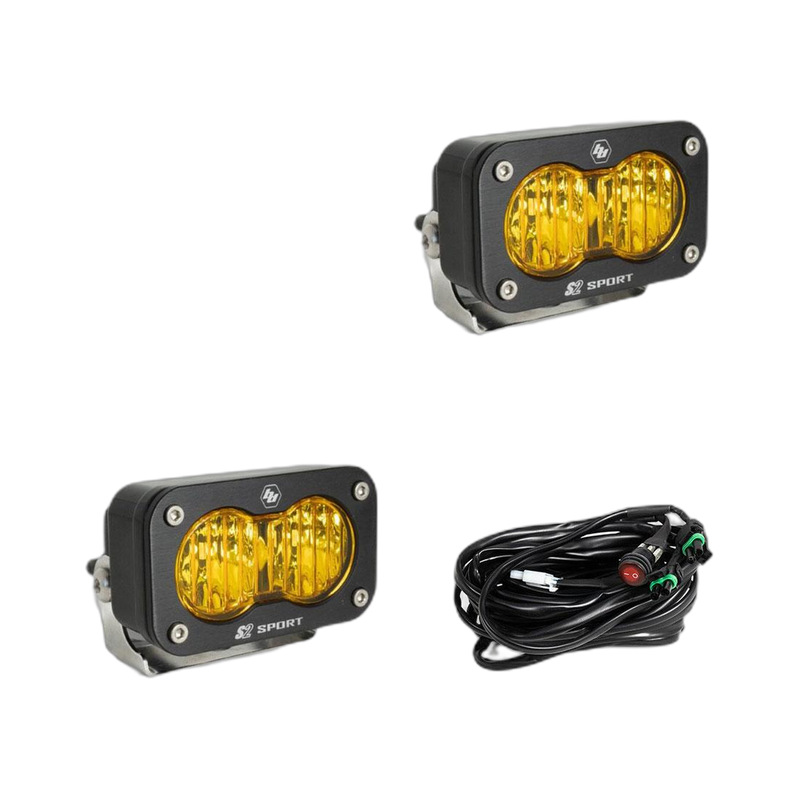 S2 Sport Black LED Auxiliary Light Pod Pair Amber wide corner