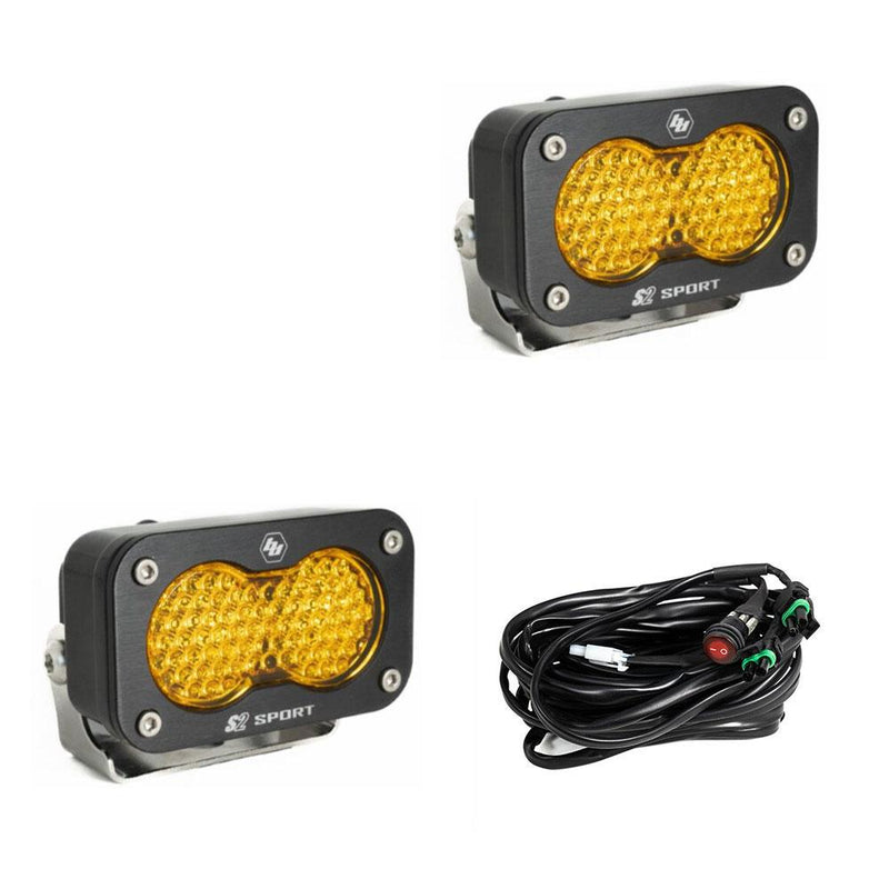 S2 Sport Black LED Auxiliary Light Pod Pair - Amber - Work scene