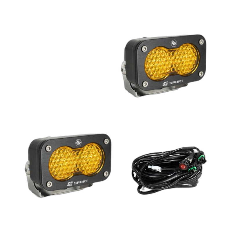 S2 Sport Black LED Auxiliary Light Pod Pair - Amber - Work scene