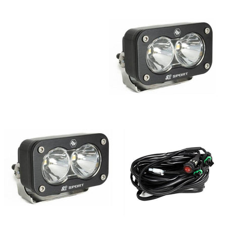 S2 Sport Black LED Auxiliary Light Pod Pair - Clear - SPOT