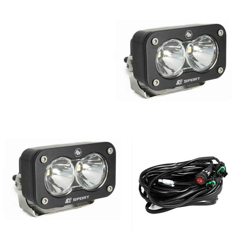 S2 Sport Black LED Auxiliary Light Pod Pair - Clear - SPOT