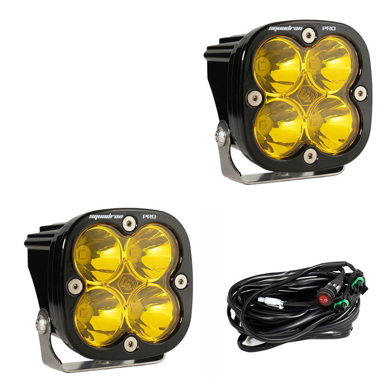 Squadron Pro Black LED Auxiliary Light Pod Pair - Amber - Spot