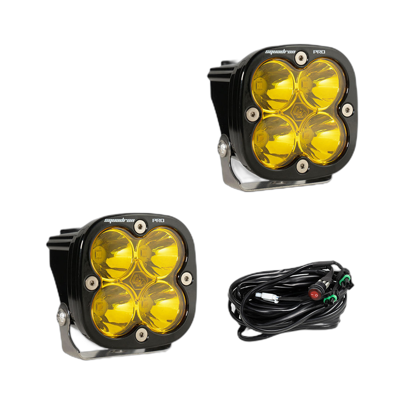 Squadron Pro Black LED Auxiliary Light Pod Pair - Amber - Spot