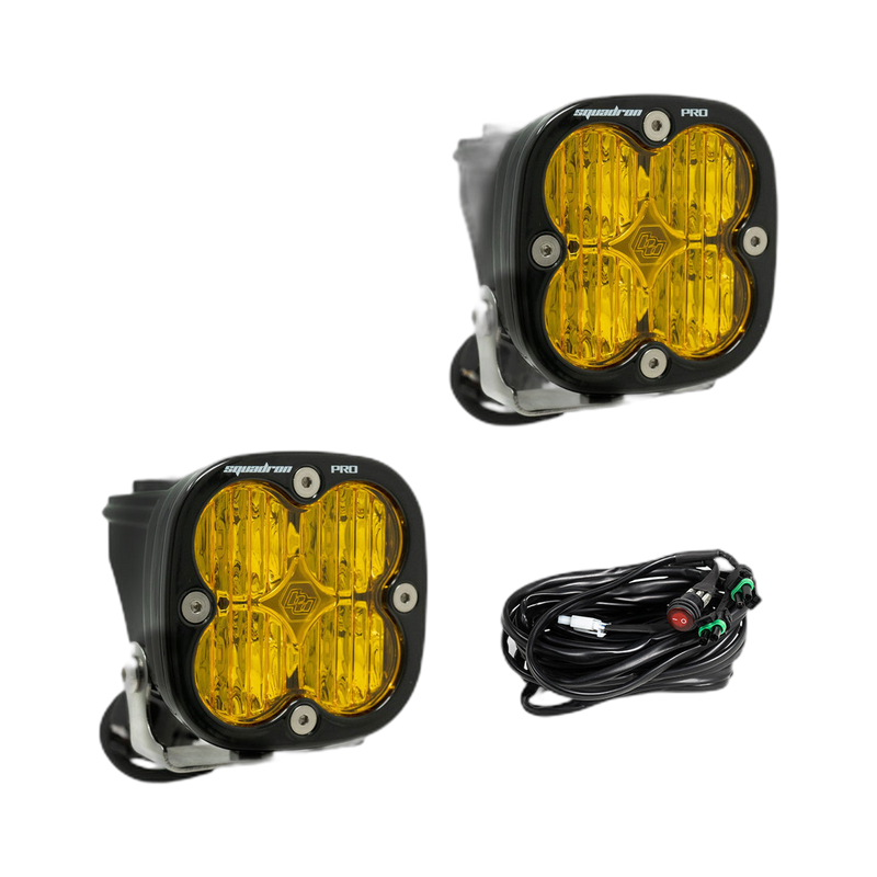 Squadron Pro Black LED Auxiliary Light Pod Pair - Wide Cornering, Amber